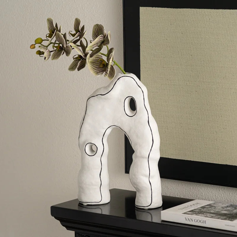 Afralia™ Geometric Ceramic Vase - Abstract Ornaments, Home Decor