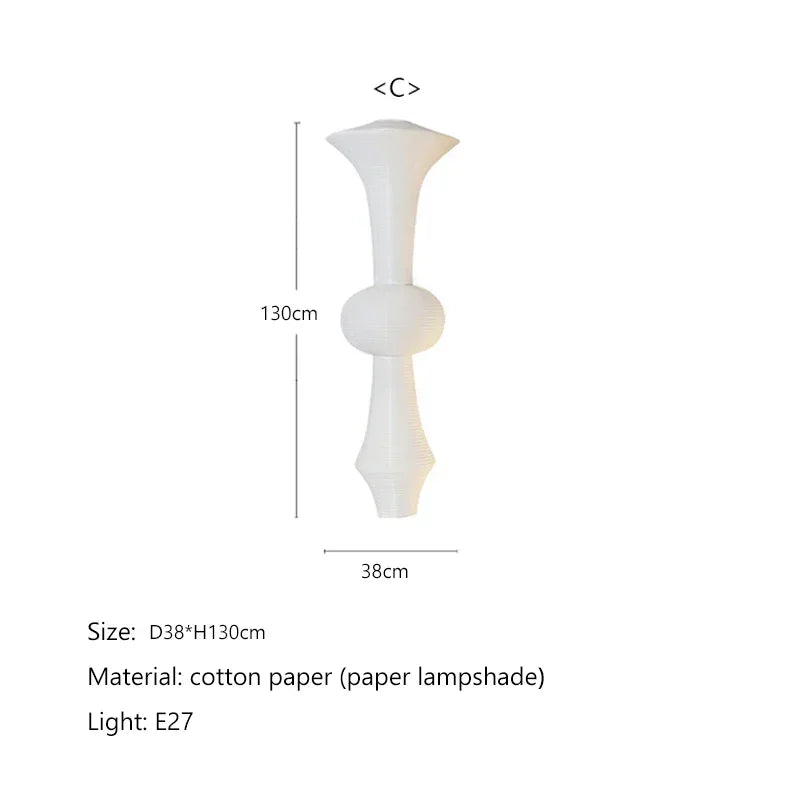 Afralia™ Japanese Cotton Paper Pendant Lamp Wabi Sabi Chandelier with E27 Bulb