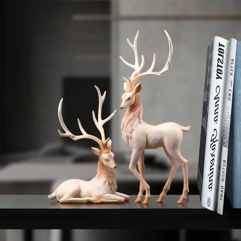 Afralia™ Resin Deer Statue Sculpture for Luxury Home Decor and Tabletop Display