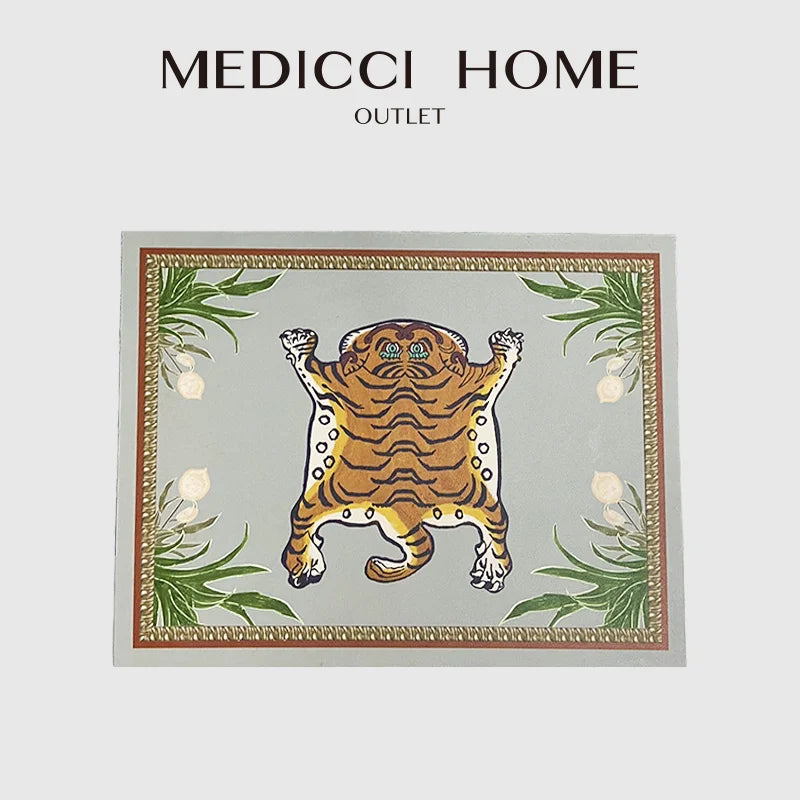 Afralia™ Tiger Print Placemat: Vintage Style PU Leather, Waterproof, Decorative, 30x40cm