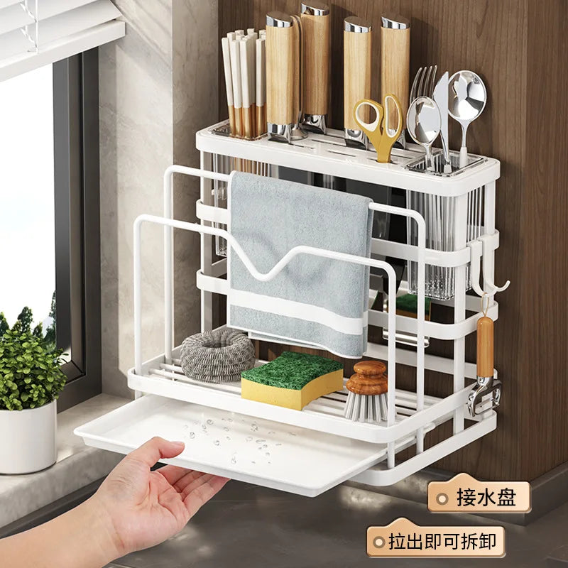 Afralia™ Kitchen Storage Shelf: Multi-Functional Knife Holder & Sink Rack
