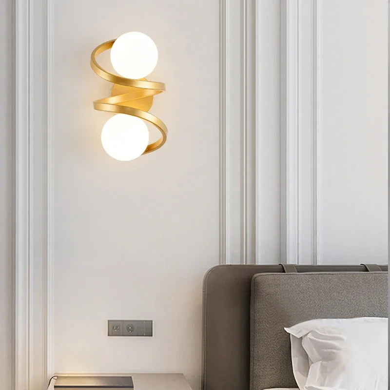 Afralia™ Modern Glass Wall Lamp Bedside Black Gold Wall Lights
