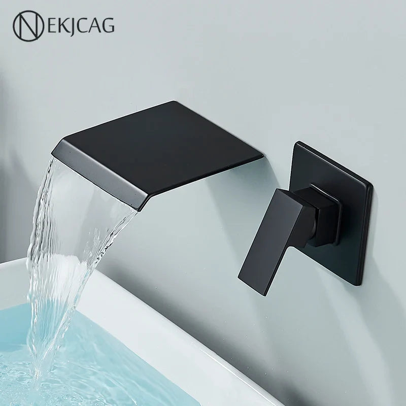 Afralia™ Waterfall Wall Mounted Basin Faucet Mixer for Cold and Hot Water