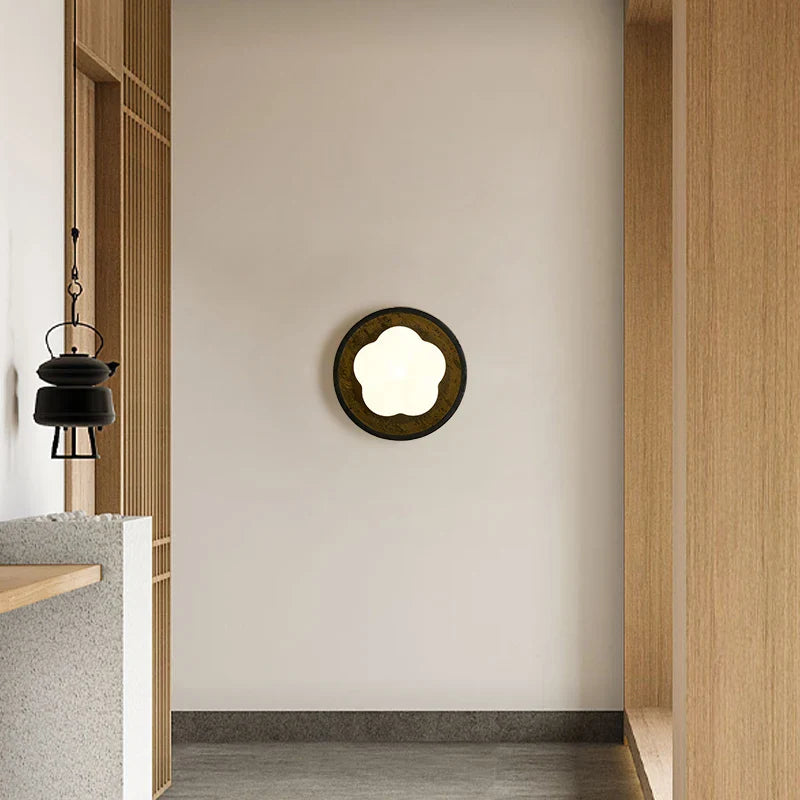 Afralia™ Wabi Sabi Black Travertine LED Wall Sconce for Home Living Lights