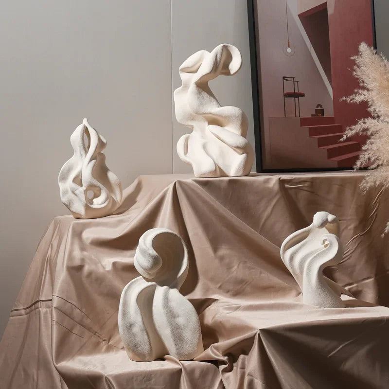 Afralia™ Ceramic Curl Sculpture Decor Modern Porcelain Figurine Room Decoration