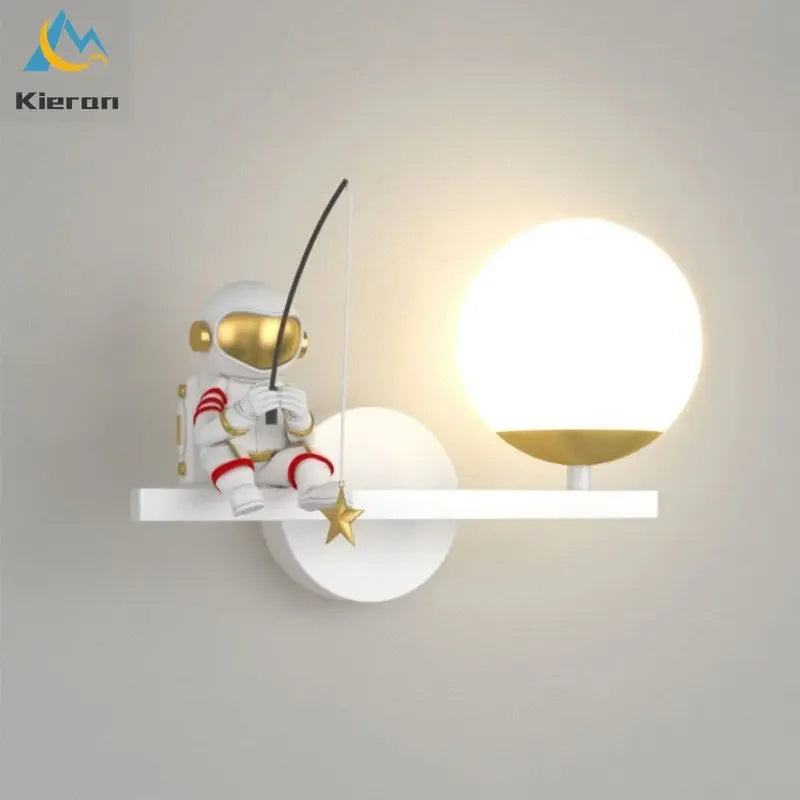 Afralia™ Astronaut LED Wall Lamps: Nordic Modern, Three Color Dimming, Bedroom Study Living Room Decor