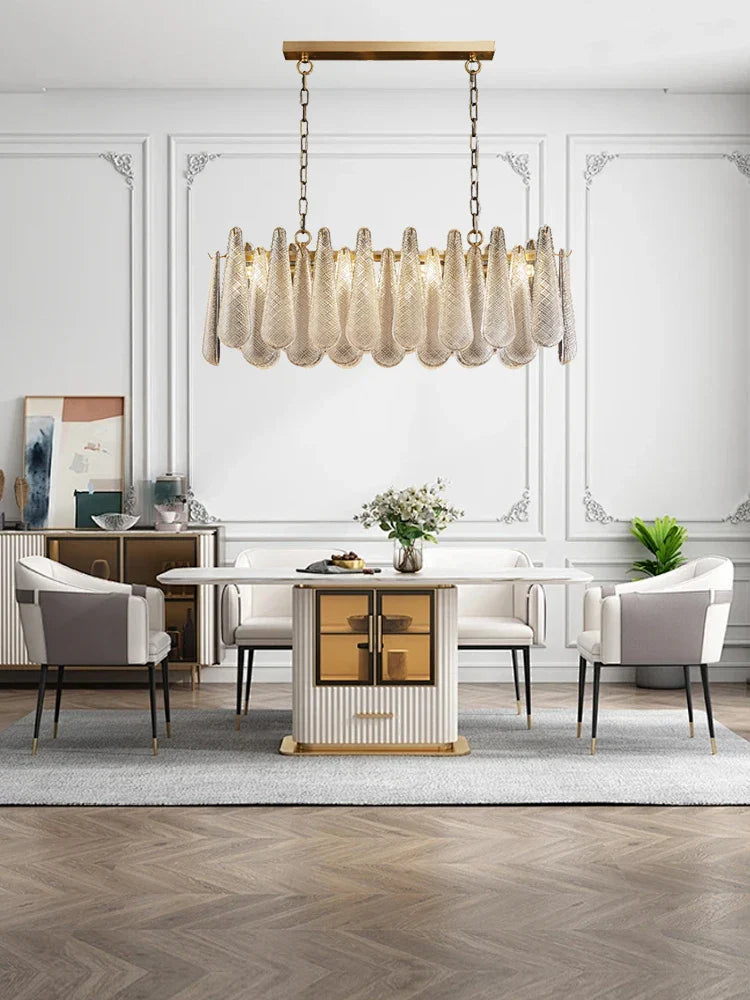 Afralia™ Gold Glass Pendant Light for Dining Table & Hotel, Modern Foyer Ceiling Lamps