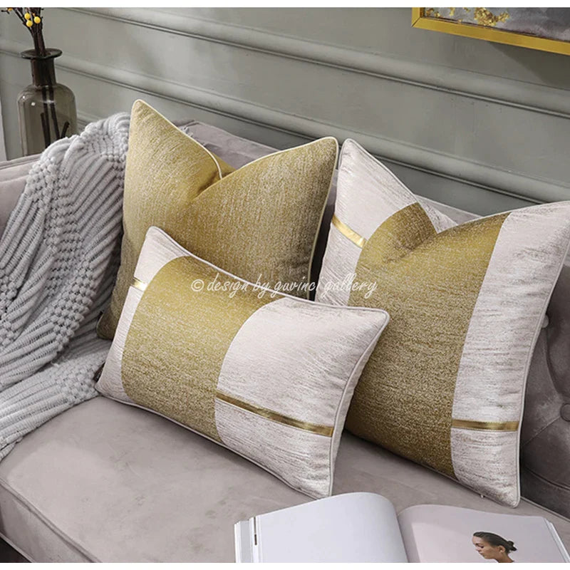 Afralia™ Frosted Gold Satin Lumbar Pillow Covers - Luxe Sofa Cushion Cases