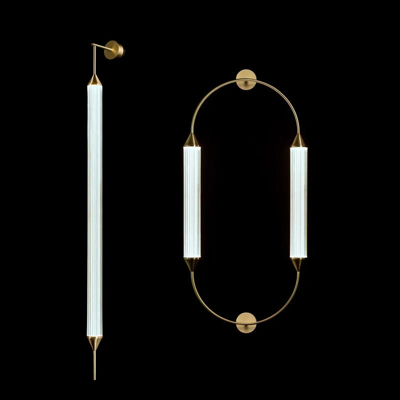 Afralia™ Gold LED Glass Tube Chandelier, Modern Luxury Ceiling Light Fixture