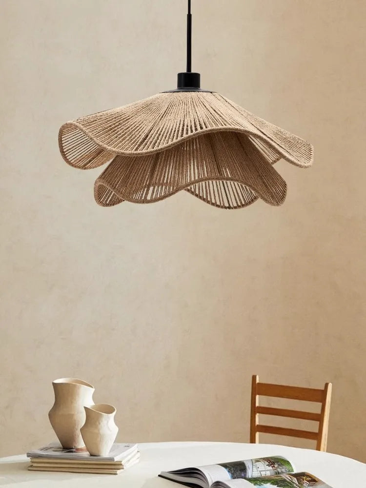 Afralia™ Hemp Rope Chandelier: Nordic Minimalist Wabi Sabi LED Pendant Light for Dining & Bedroom