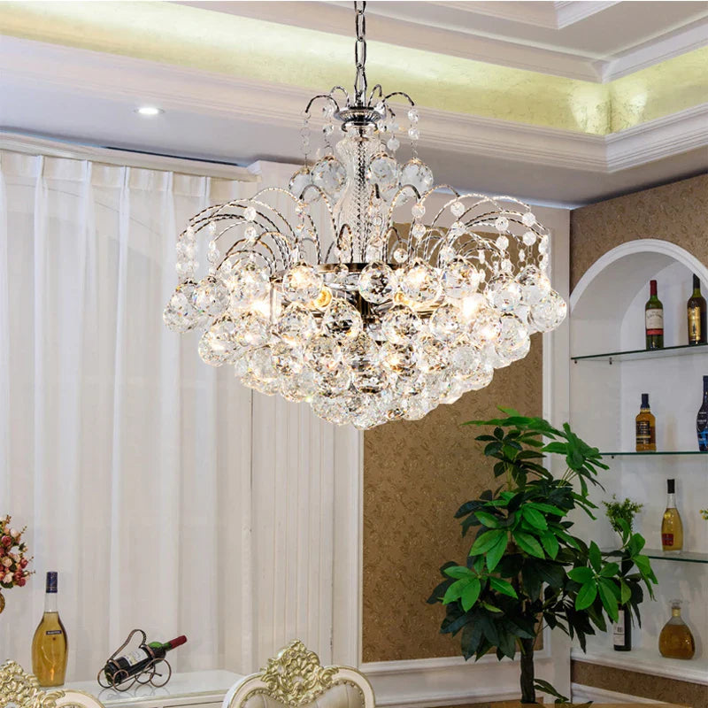 Afralia™ Golden Crystal Ceiling Chandelier - Nordic Bedroom Living Room Pendant Lamp