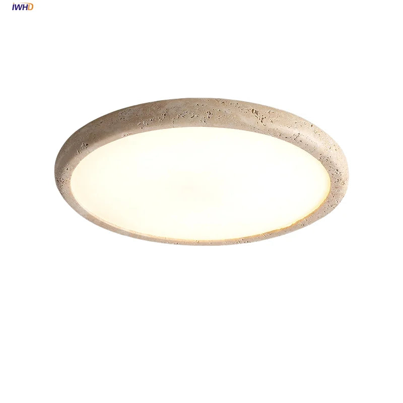 Afralia™ Nordic LED Ceiling Lights Yellow Travertine Stone Wabi Sabi Decoration