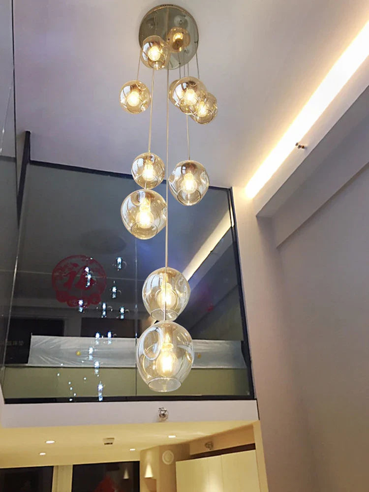 Afralia™ Glass Ball Spiral Chandelier for Luxury Living Space