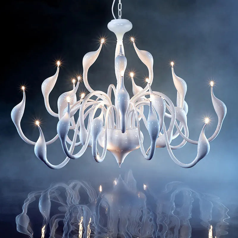 Afralia™ Nordic Swan Chandelier: Minimalist White Light for Living Room, Bedroom, Kitchen & Dining Room.