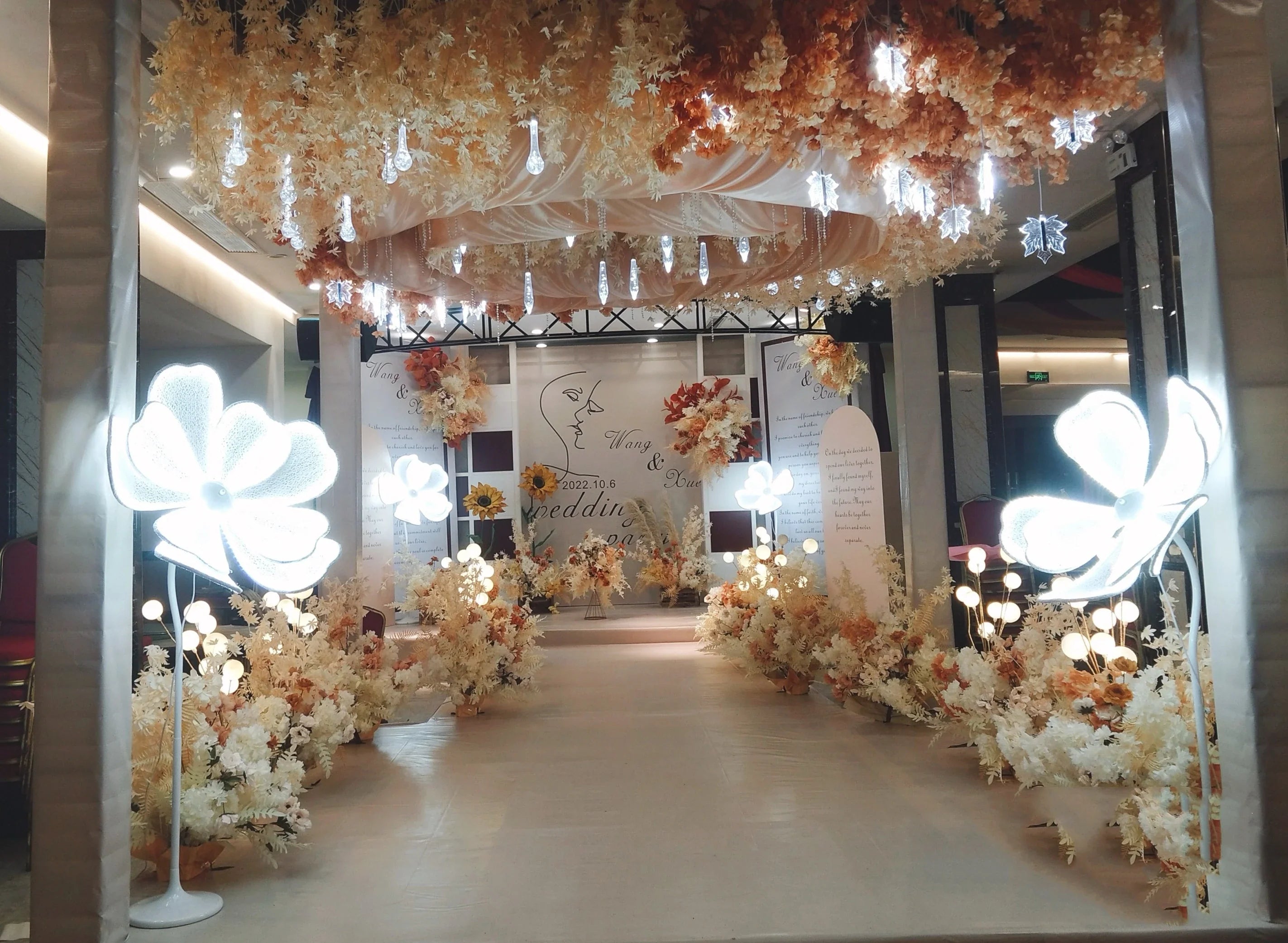 Luminous LED White Lace Flower Lamp for Wedding and Events by Afralia™