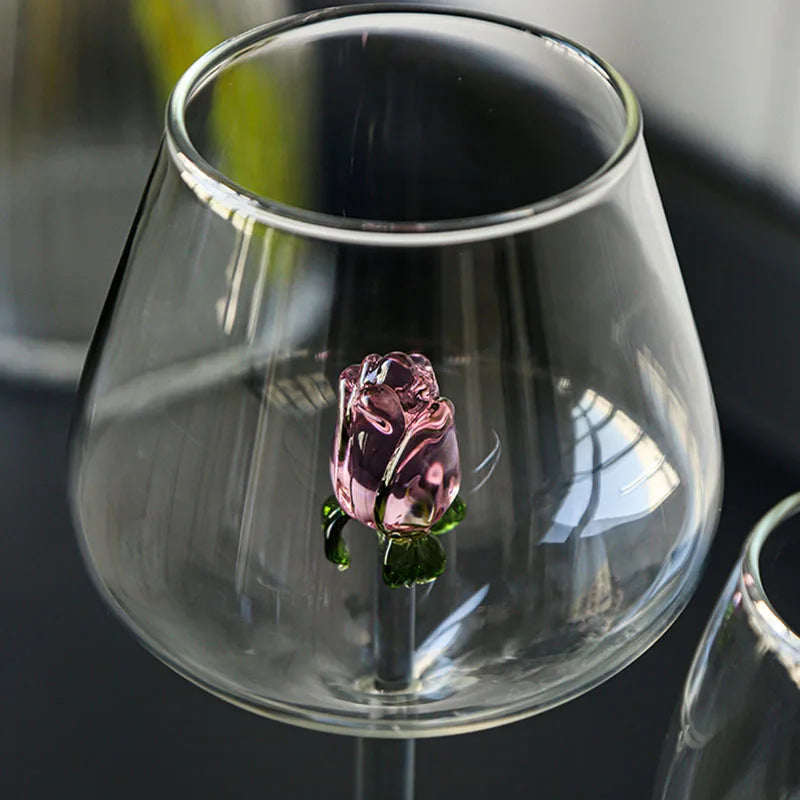 Afralia™ 3D Rose Stemware Wine Glass, Champagne Flute - Lovely Gift Home Decor