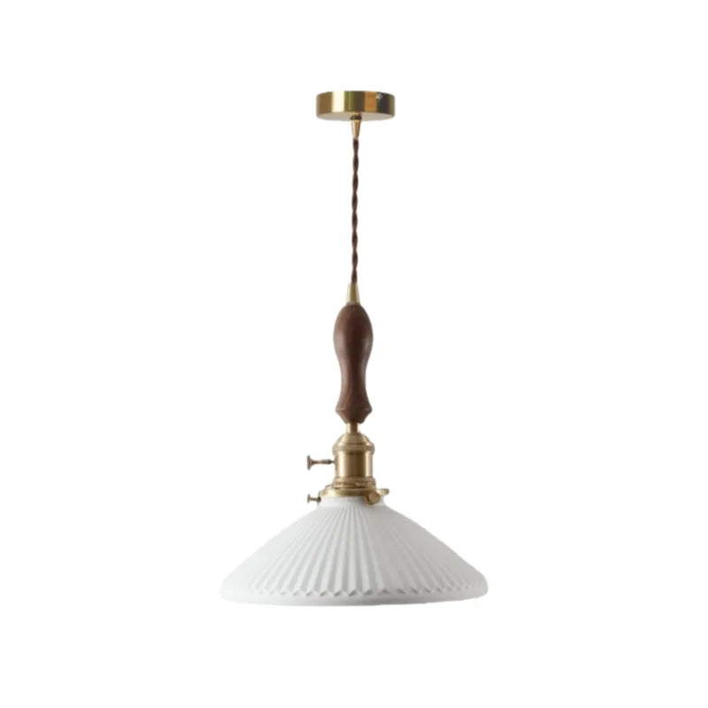 Afralia™ Ceramic Wood LED Pendant Light Fixtures for Bar, Bedroom, Living Room