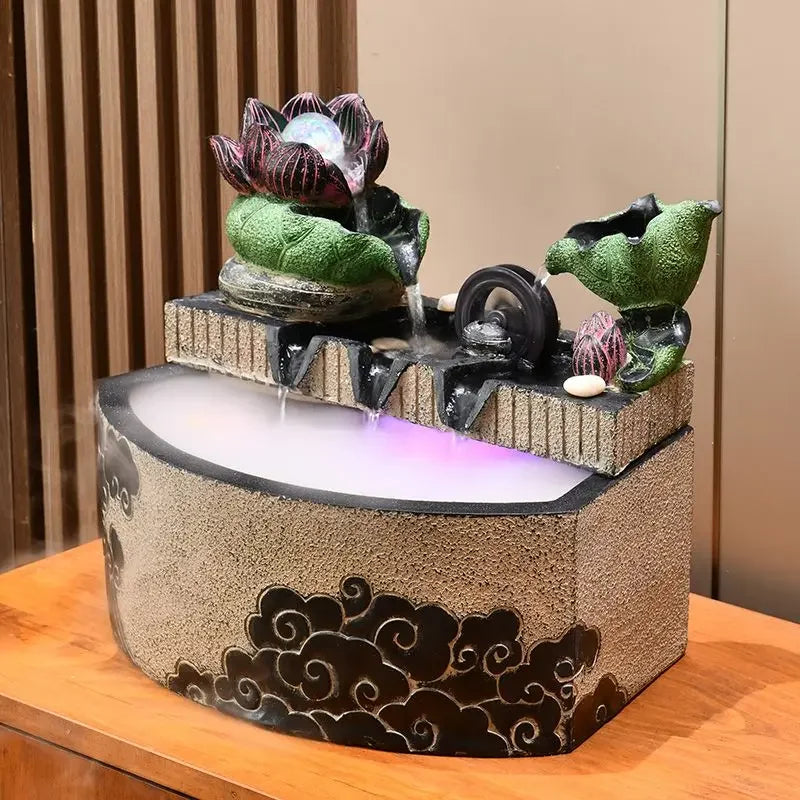 Afralia™ Lotus Leaf Water Feature: Feng Shui Fish Tank Circulation Wheel for Housewarming
