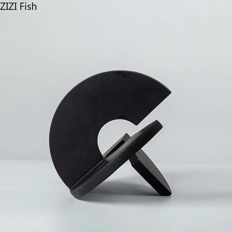 Afralia™ Modern Semicircle Geometry Resin Sculpture Desk Ornament Aesthetic Room Decor