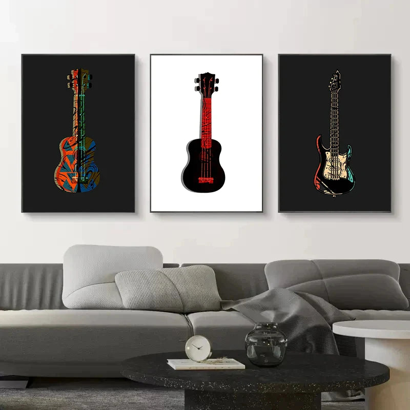 Abstract Electric Guitar Canvas Print - Music Wall Art by Afralia™