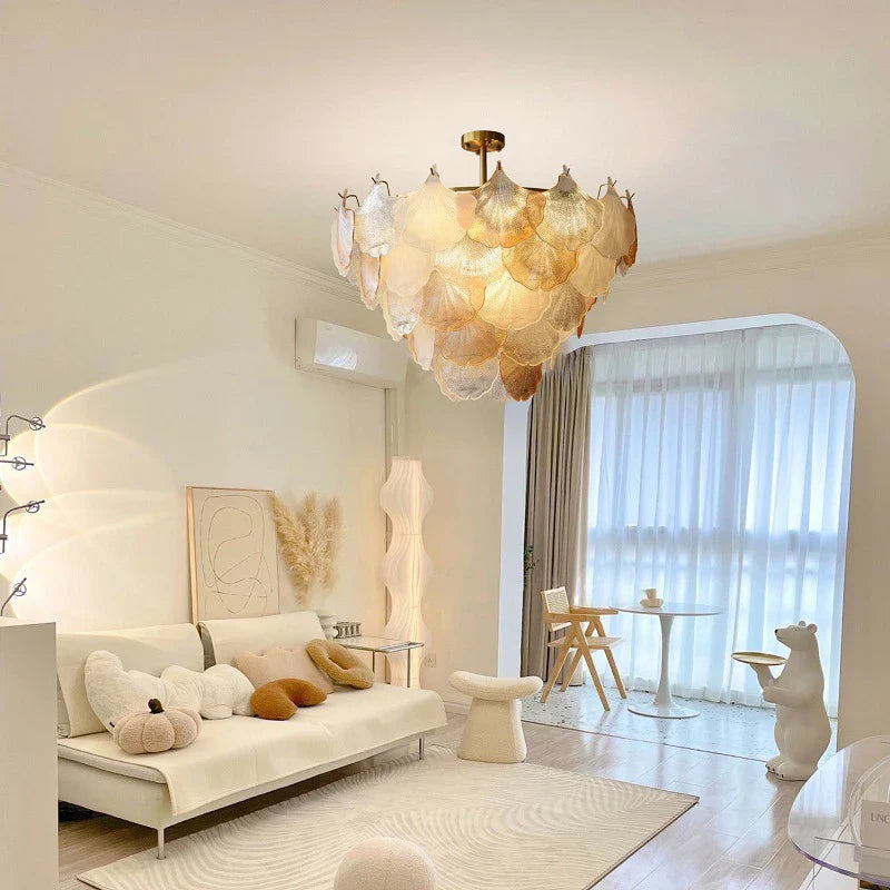 Afralia™ LED Dimmable Shell Ceiling Chandelier - Modern Round Hanging Lamp