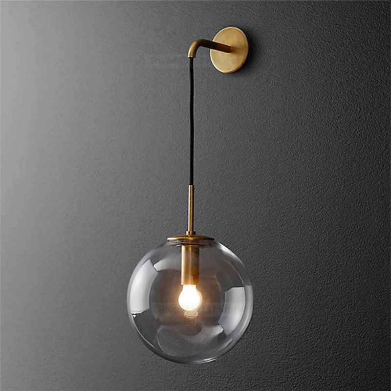Afralia™ Glass Ball LED Wall Lamp for Nordic Modern Vintage Home Decor
