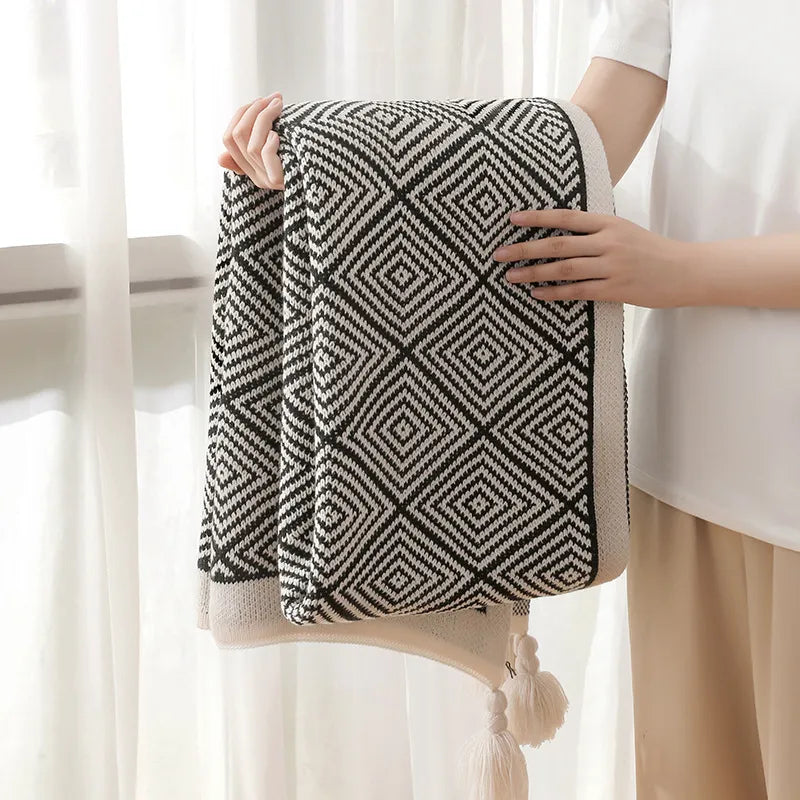 Afralia™ Geometric Tassel Blanket - Nordic Style Sofa Throw and Bohemian Decor Rug