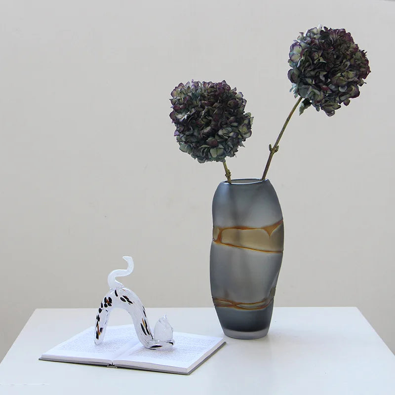 Frosted Glass Vase Color Flow Surface Hydroponics Terrarium Afralia™ Home Decor