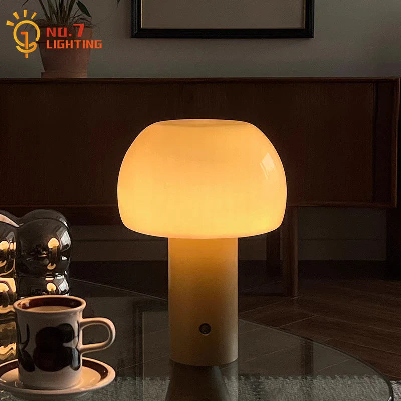 Afralia™ Atmosphere Mushroom Table Lamp Touch Dimming USB Charging Desk Light