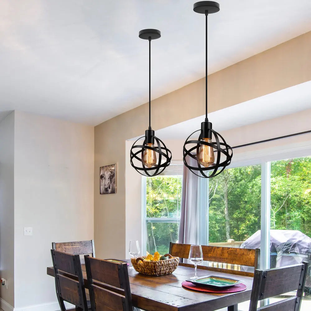 Afralia™ Modern Industrial Cage Pendant Light Fixture for Home Kitchen Island Decor