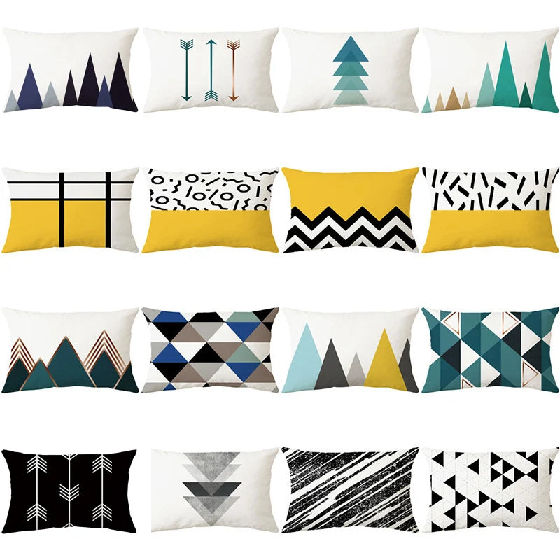 Geometry Cushion Cover Black Yellow Pillowcase for Decorative Sofa with Afralia™ Brand
