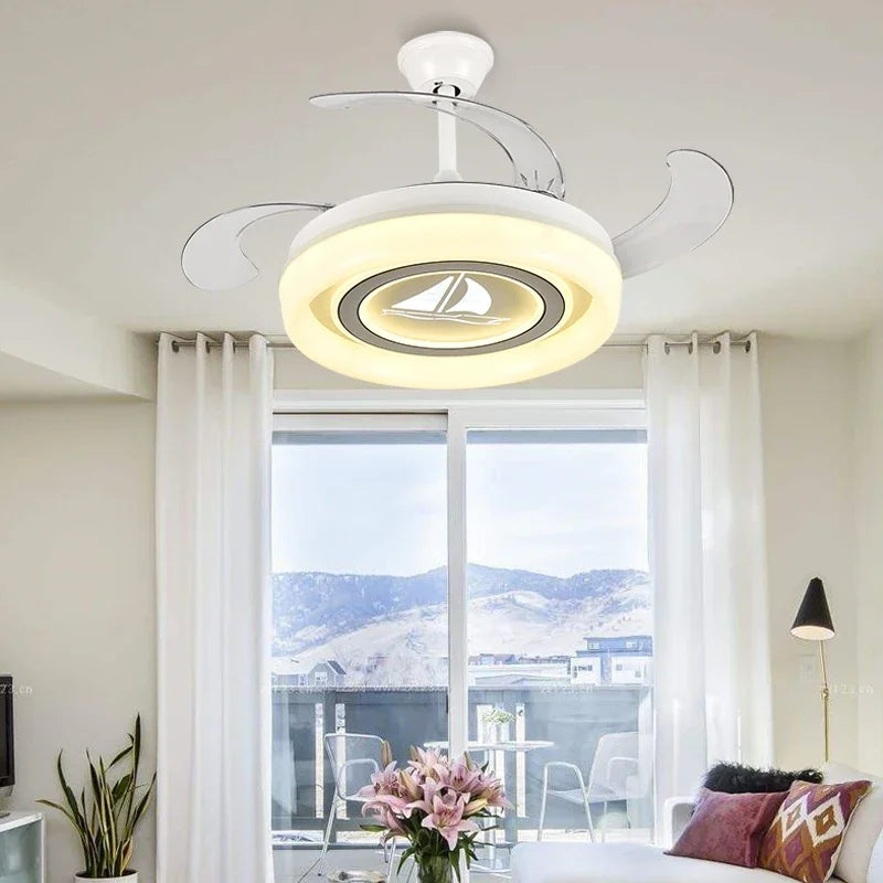 Afralia™ Minimalist LED Ceiling Fan Light - Abs Remote Control - Dimmable - Quiet