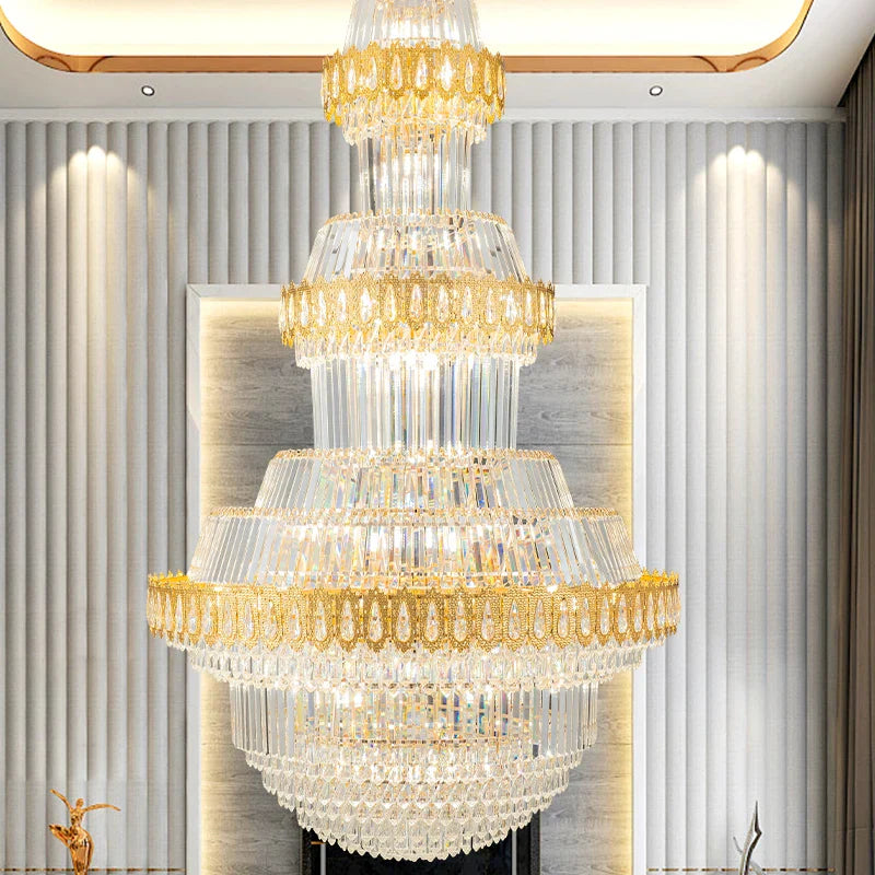 Afralia™ Crystal Chandelier: Villa High Living Room Luxury Lighting