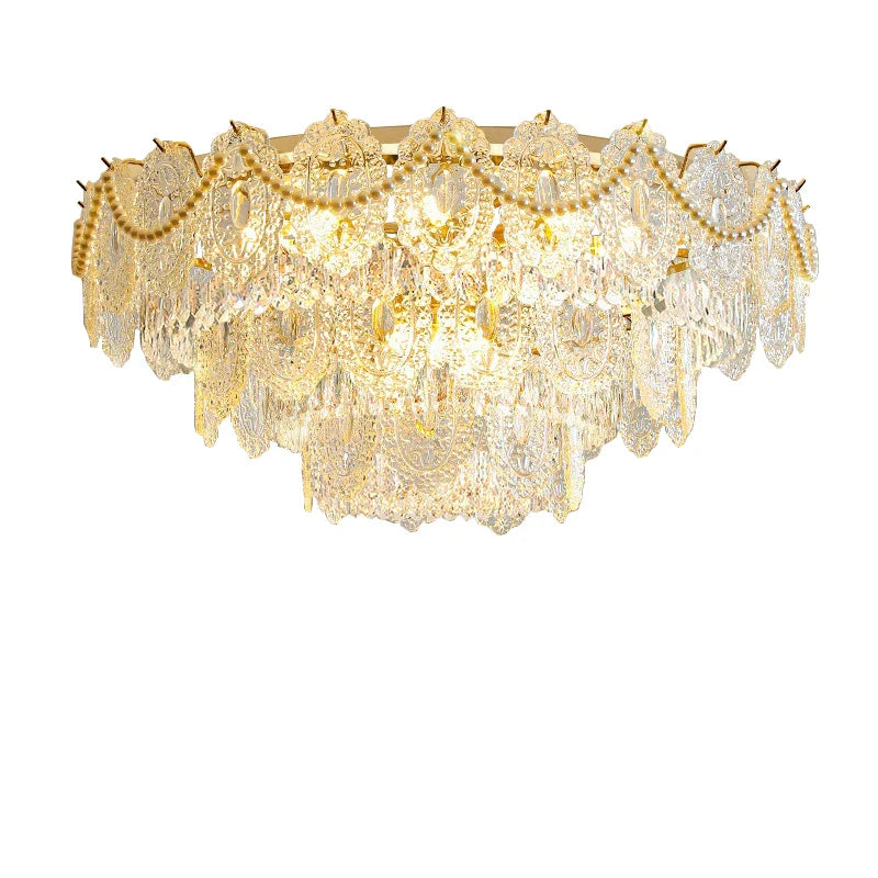 Afralia™ Gold Pearl Pendant Chandelier - Living Room & Bedroom Decor