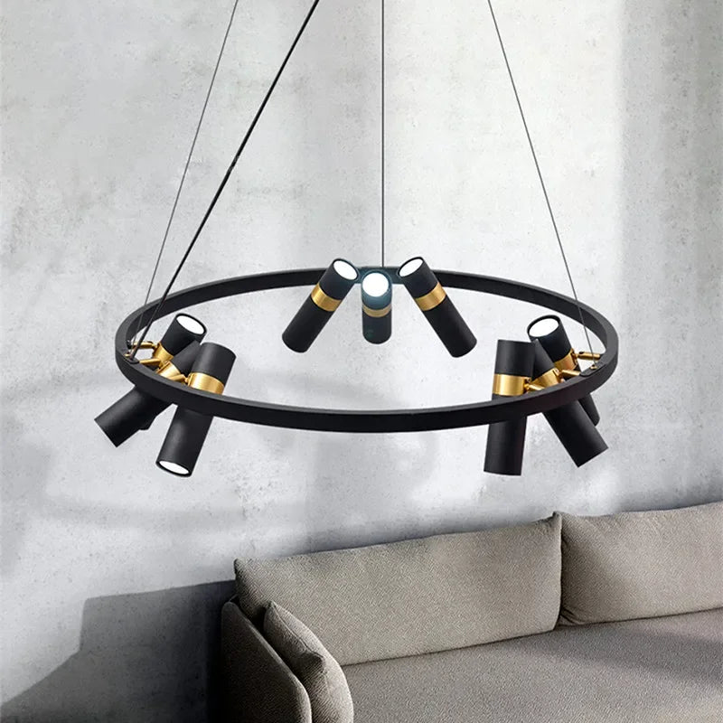Afralia™ Black Metal Circle LED Pendant Light for Living room, Dining, Kitchen, Bar Decor