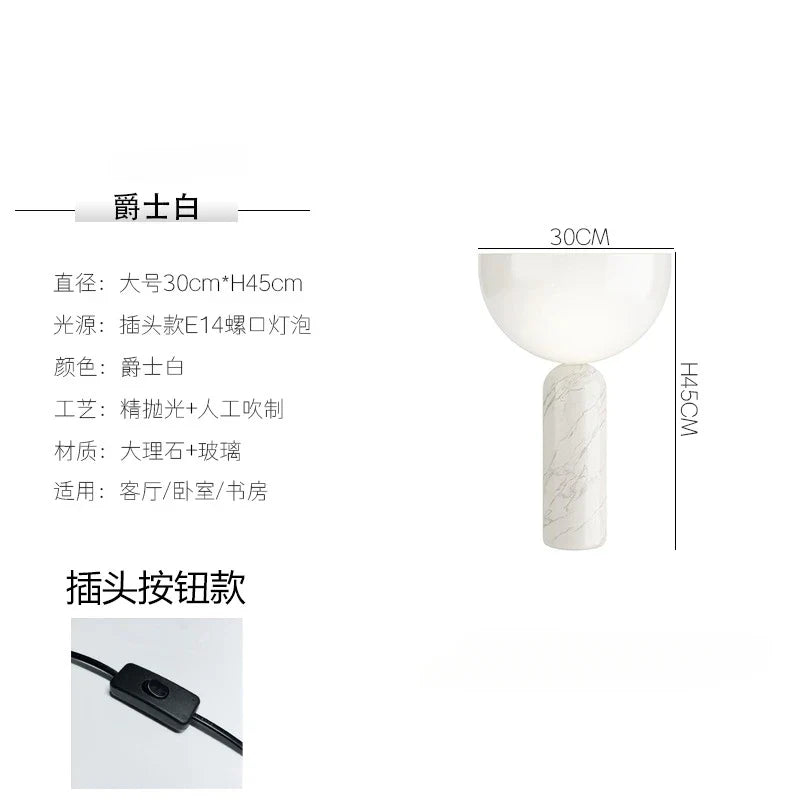 Afralia™ Marble Mushroom Table Lamp LED Minimalist Modern Light Fixtures