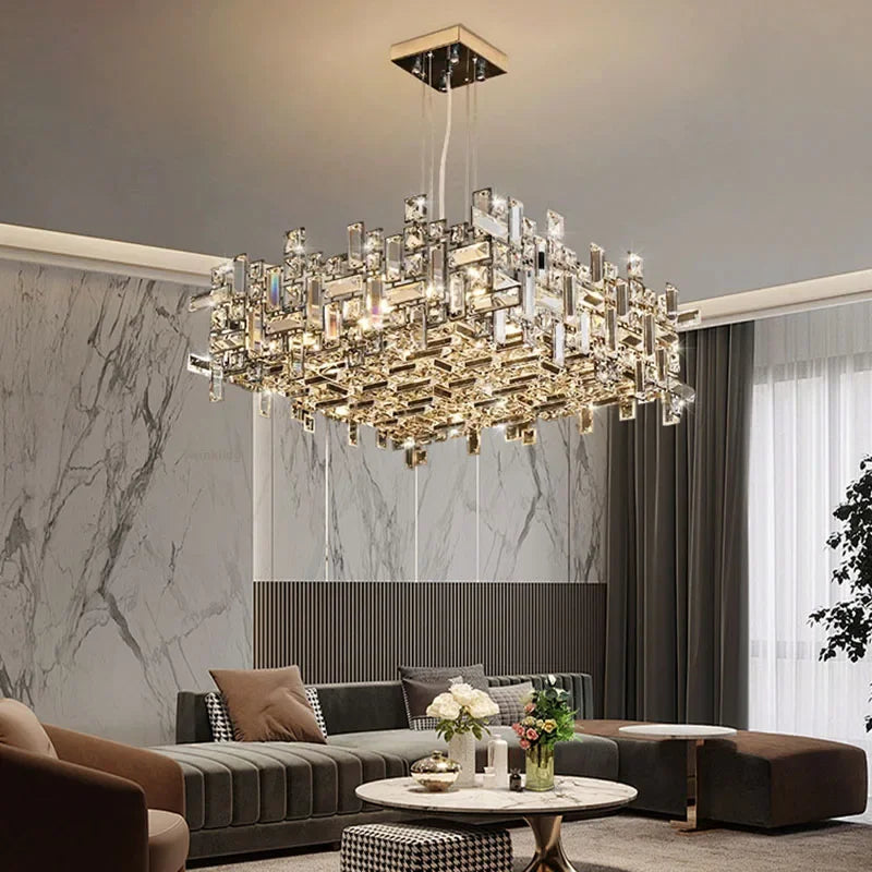 Afralia™ Luxury Crystal LED Chandelier for Elegant Living Spaces