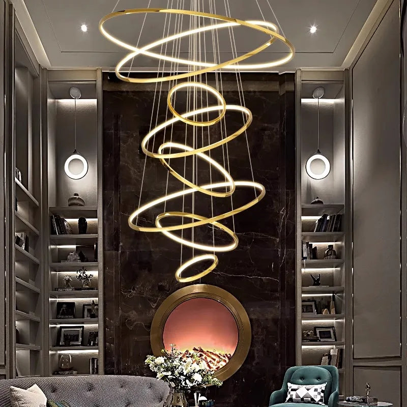 Afralia™ Stylish Staircase Chandeliers LED Pendant Light Lamps for Modern Living Room Lighting