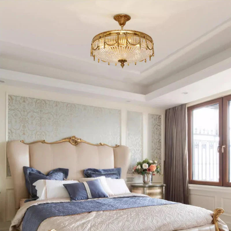 Afralia™ Brass Glass Ceiling Light Luxury Victorian Neoclassical Design Classic Lamp