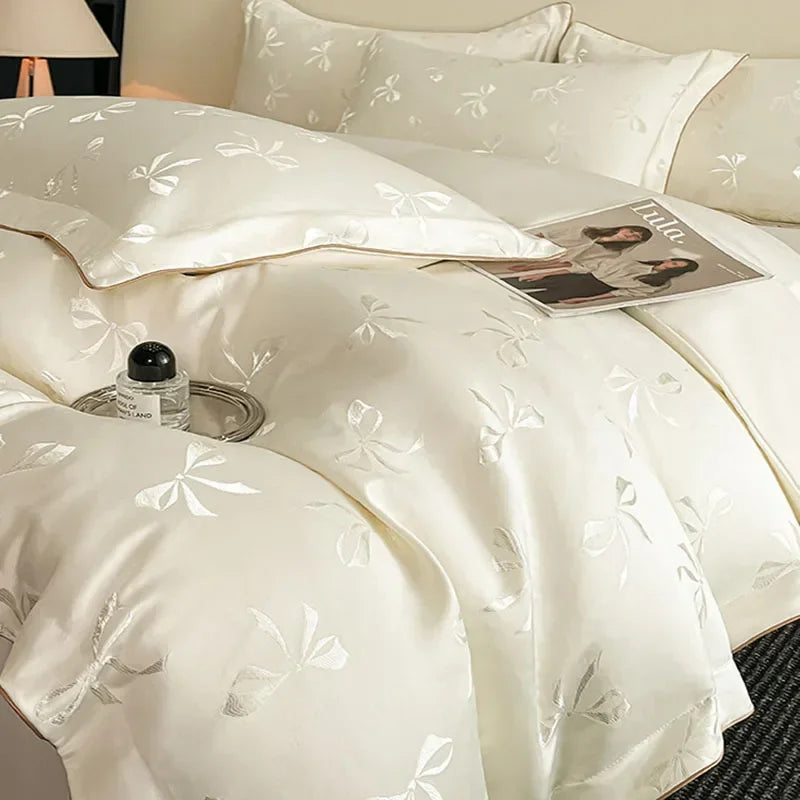 Afralia™ Faux Silk Jacquard Bedding Set: High-End Comforter Cover, Soft Bed Set
