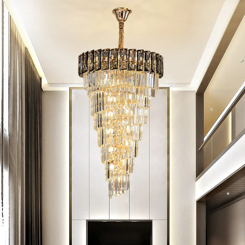 Afralia™ Amber Crystal Chandelier for Living Room in French Light Luxury Style