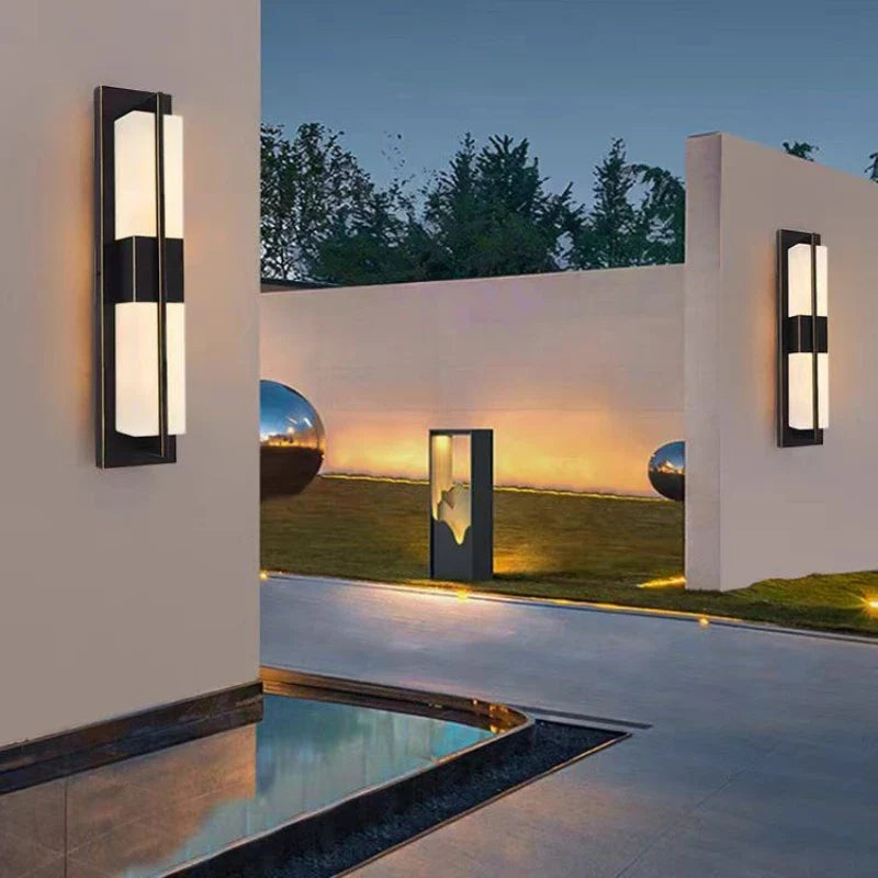 Afralia™ Outdoor Waterproof LED Wall Lighting Garden Porch Sconce Light, Imitation Marble Luminaire