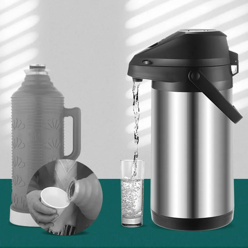 Afralia™ Stainless Steel Thermos Kettle Water Dispenser - Large Capacity Air Pressure Vacuum Flask