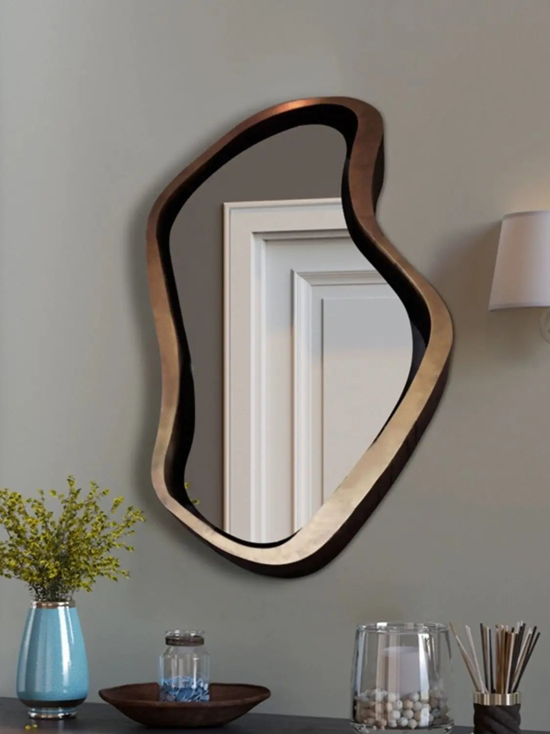 Afralia™ Nordic Irregular Dressing Mirror, Light Luxury Wall Mounted Art Decoration Mirror