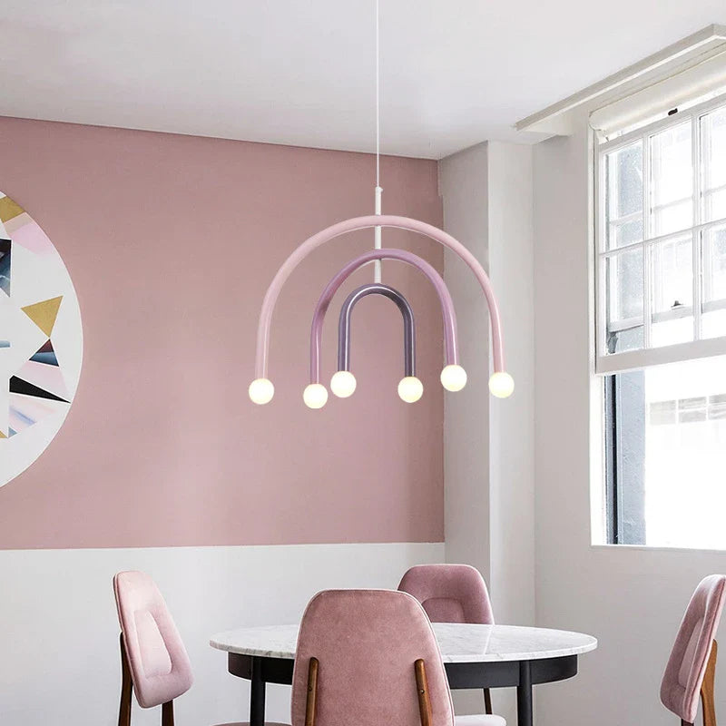 Afralia™ Colorful Metal Chandelier LED Pendant Lamp for Bedroom Parlor Dining Room