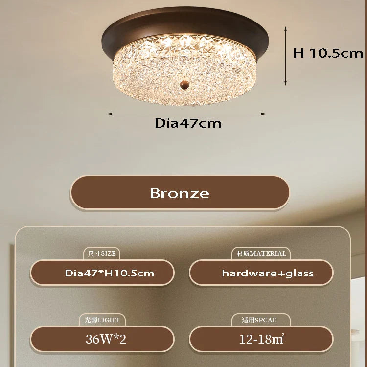 Afralia™ Retro Bronze Glass Ceiling Lamp for Bedroom Living Room Decor