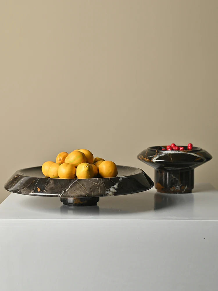 Afralia™ Marble Serving Tray & Fruit Bowl Set for Elegant Living Spaces