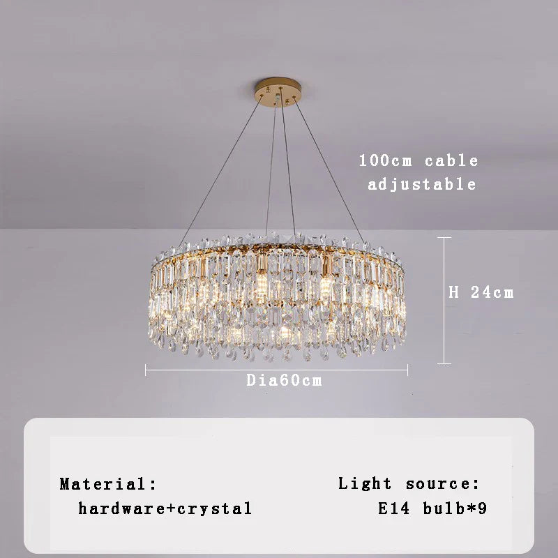 Afralia™ Luxury Crystal Oval Chandeliers: Long Hanging Ceiling Light Fixture