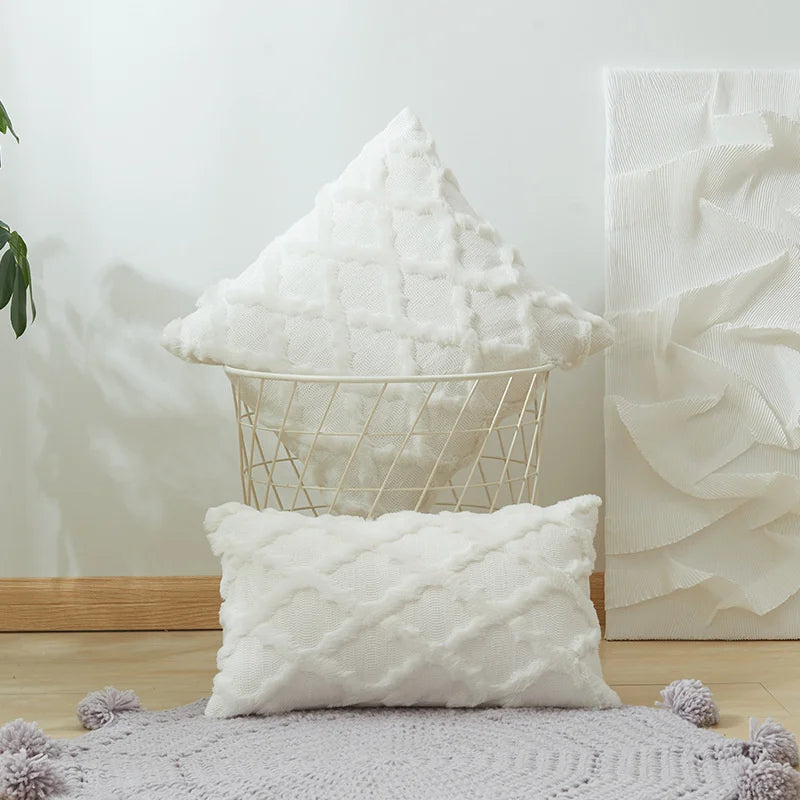 Afralia™ Nordic Plush Pillow Cover 30x50cm 45x45cm 40x40cm Decorative Cushion Design