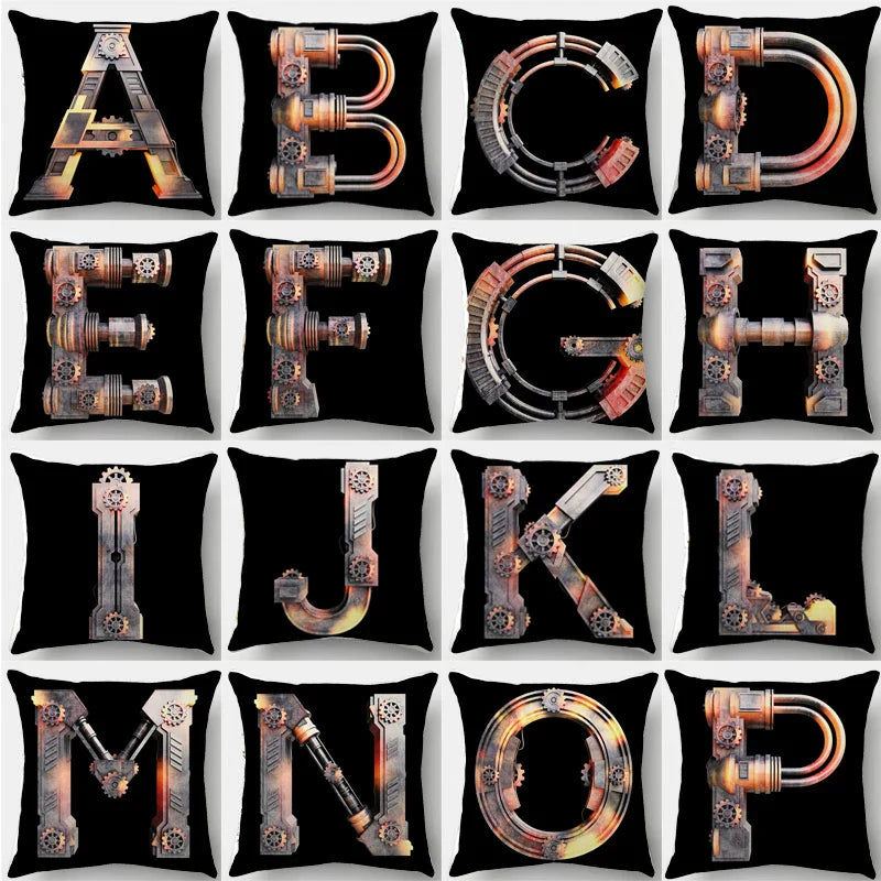 Nordic Metal Gear Pillowcase with English Letters for Chic Sofas by Afralia™